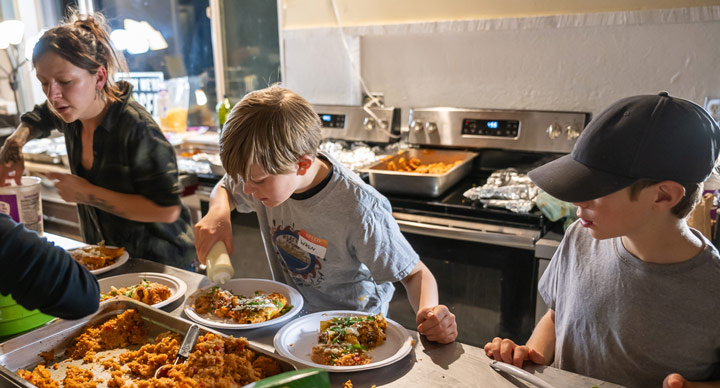 Kids preparing dinner